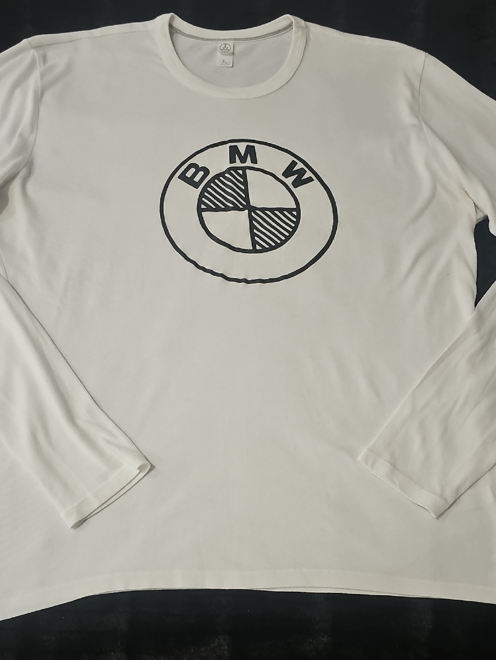 BMW White Long Sleeve Tee with Black Logo